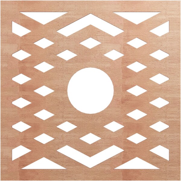 Ekena Millwork Chevron Wood Fretwork Pierced Ceiling Medallion, Cherry, 26"OD x 6 3/4"ID x 1/4"T CMWP26X26X0250CHCH - main